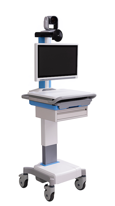 Telemedicine Cart on Wheels with Camera and Microphone